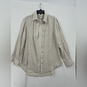 Finley 100%  Linen Button-Down Shirt in Natural Beige 639